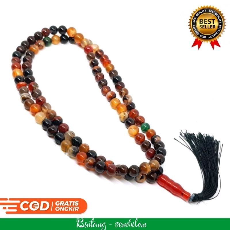 Tasbih Batu Akik Sulaiman Madu 8Mm 99Butir Tasbih Batu Akik