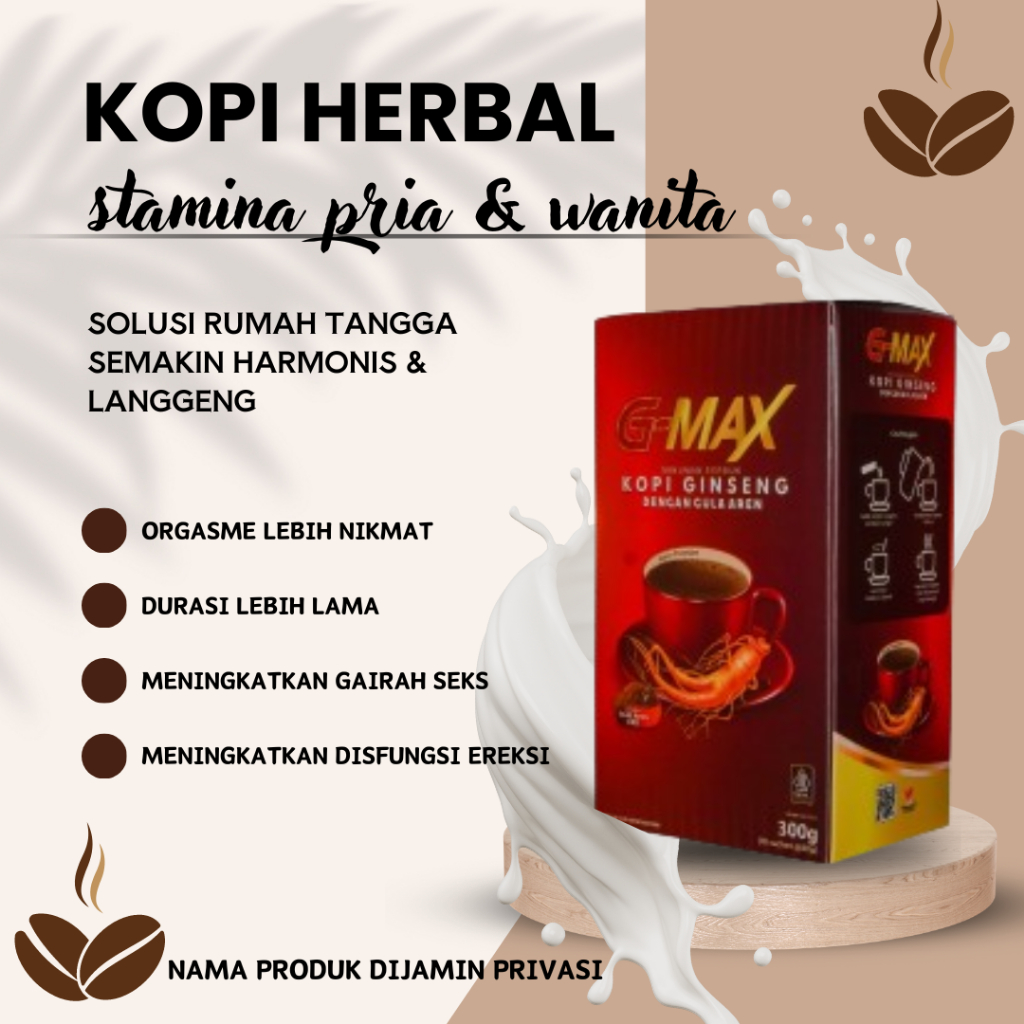 

KOPI JANTAN ORIGINAL BPOM - GMAX Kopi Penambah Stamina Pria Dewasa 100% original tanpa efek samping Aman Sudah BPOM KOPI GMAX 1 BOX 10 SACHET