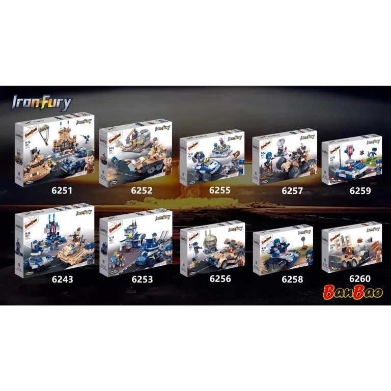 BanBao Armable Iron Fury Mainan Balok Angkatan Darat Mainan Bricks Tentara Mainan Balok Susun Mobil 