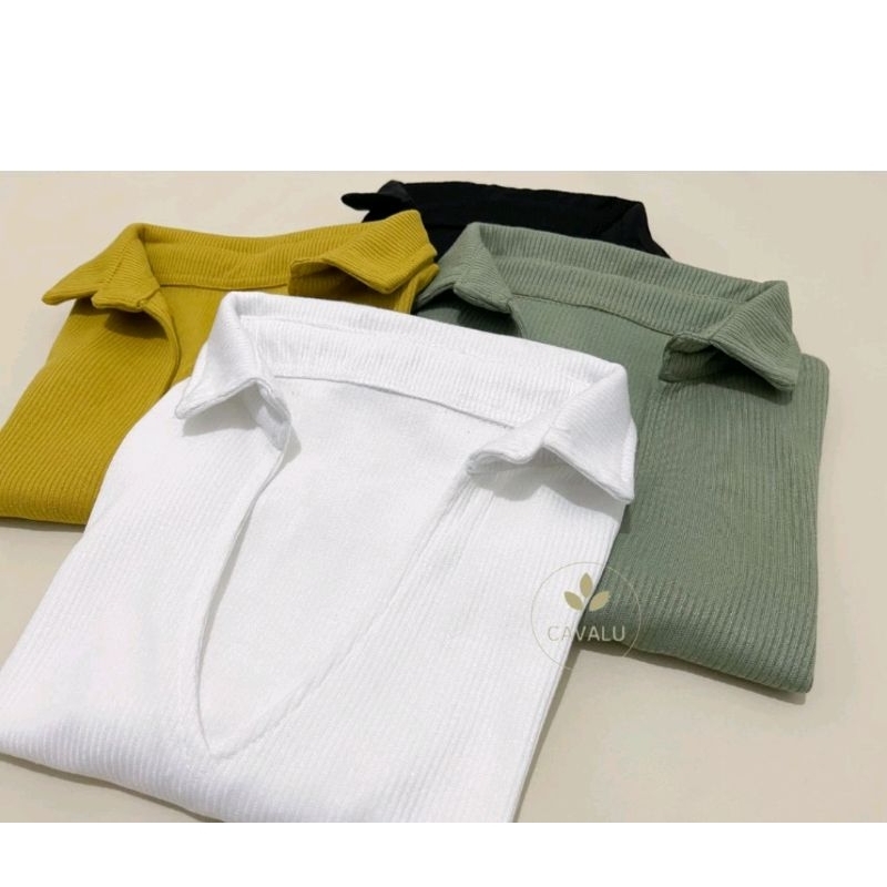 BAJU knit crop top korean style kaos kerang wangki wanita