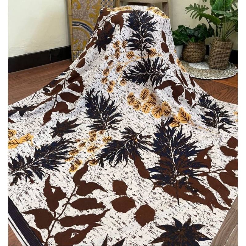 TERMURAH KAIN BATIK LAWEYAN SOLO MOTIF DAUN ECOPRINT PUTIH C221