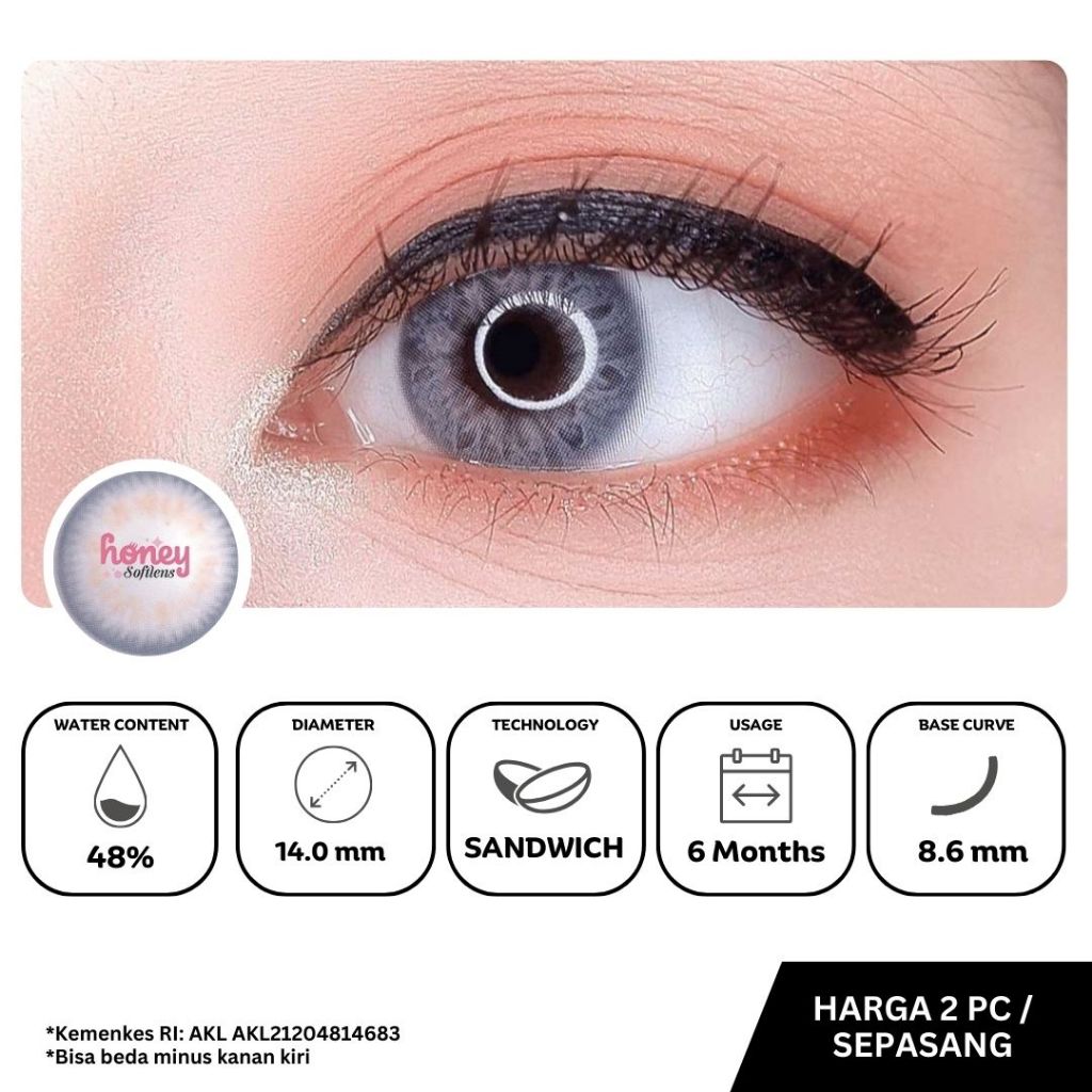 Softlens Bollycon Violet Natural Princess DNA - Lensa Kontak Korea Warna Ungu Normal & Minus (2pcs /
