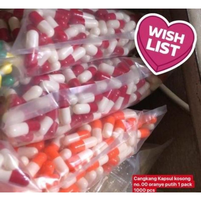 ✅New Cangkang Kapsul Kosong Oranye Putih No. 00 1 Pack isi 1000 pcs⭐️⭐️⭐️⭐️⭐️