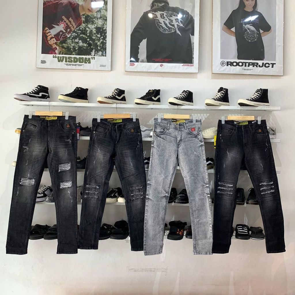 Celana Jeans Panjang Black Viper / Ripped Jeans / Riding Jeans Keren