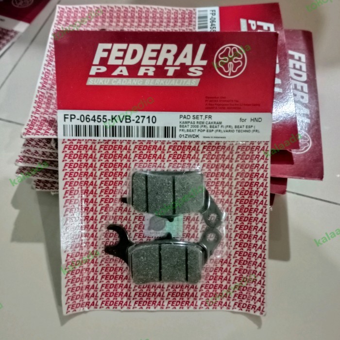 Kampas  rem depan  beat vario FEDERAL HONDA BEAT VARIO SCHOOPY DISC PAD KAMPAS REM FP-06455-KVB-2710