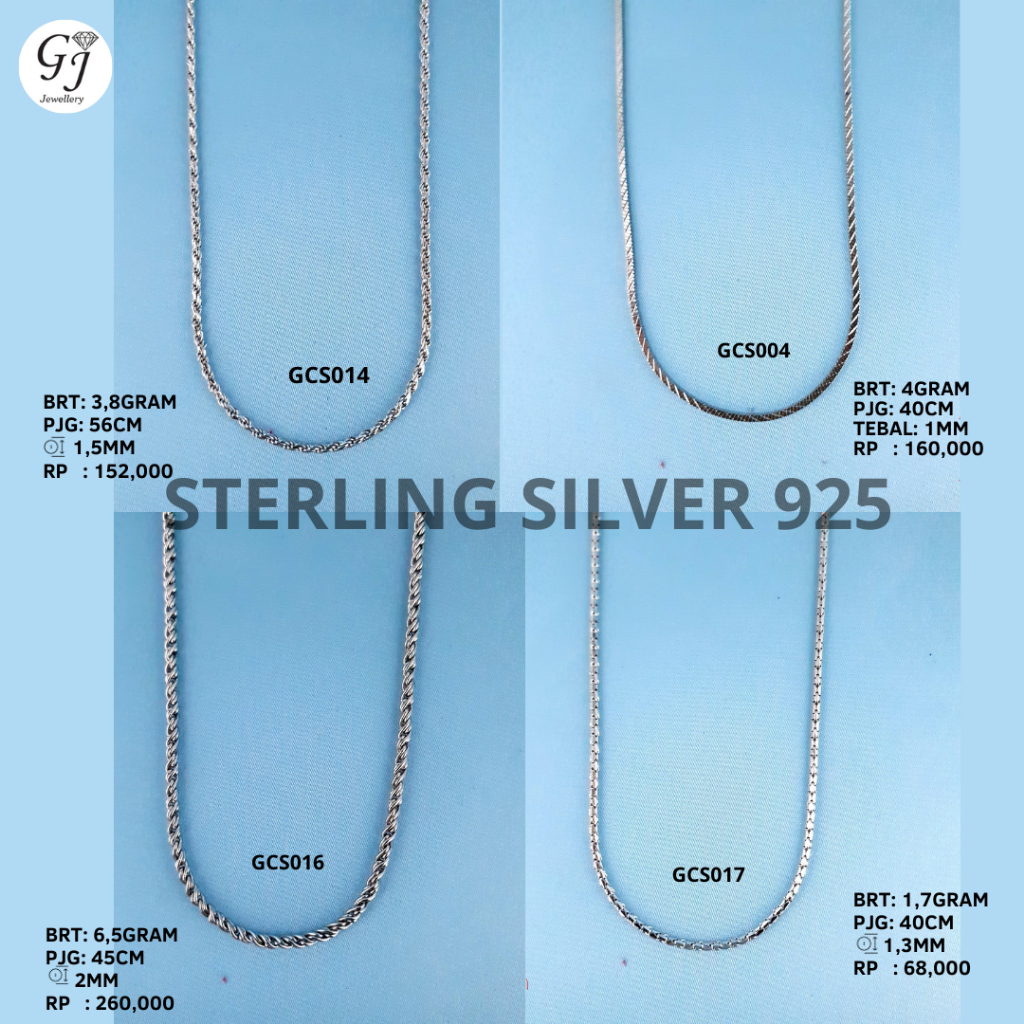 Perhiasan Perak - Kalung Perak - Rantai Kalung - Kalung Rantai Tambang - Kalung Pria Wanita Silver -