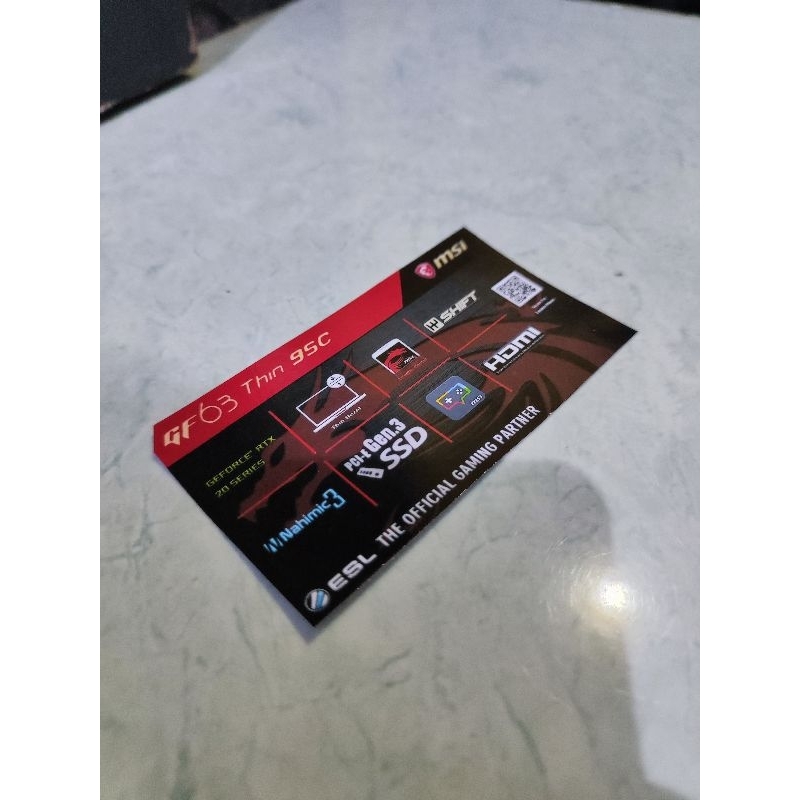 stiker spesifikasi laptop msi gf63 thin