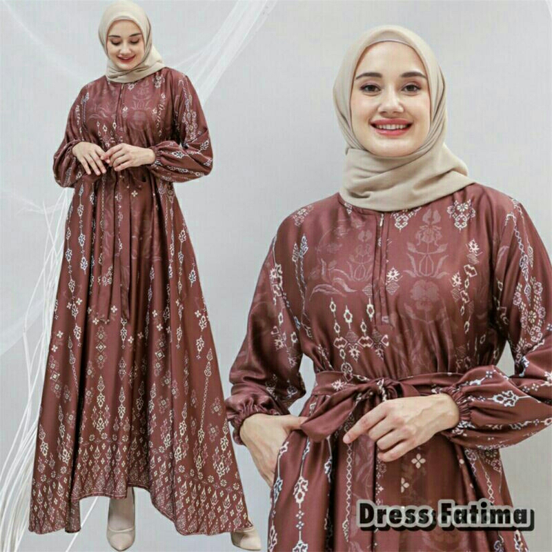 dress gamis fatima silky bunga baju wanita dress wanita pakaian wanita
