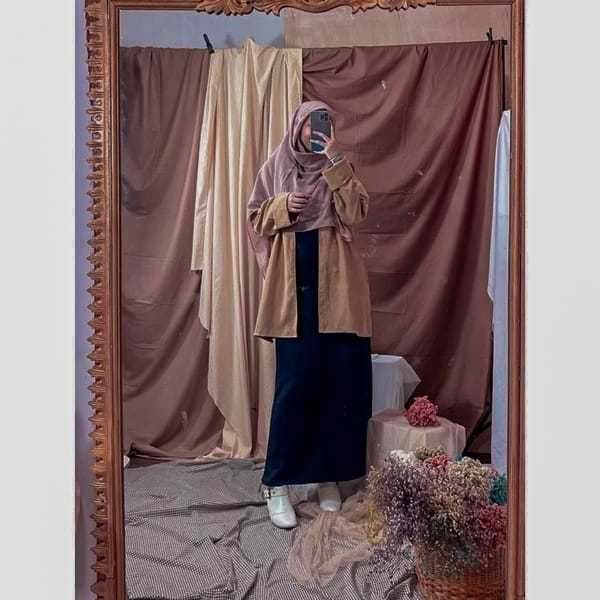 Rok Kerja Panjang Hitam A Bahan Scuba Rok panjang Bentuk A Line