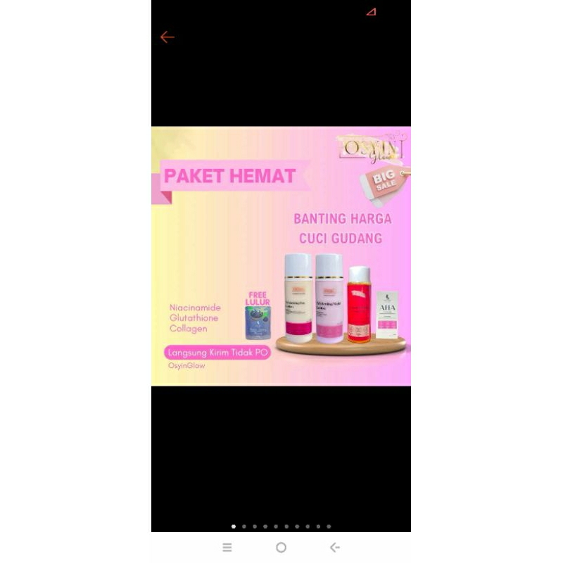 OSYIN GLOW HB LOTION PEMUTIH BADAN/TONER/LULUR BEDDA LOTONG
