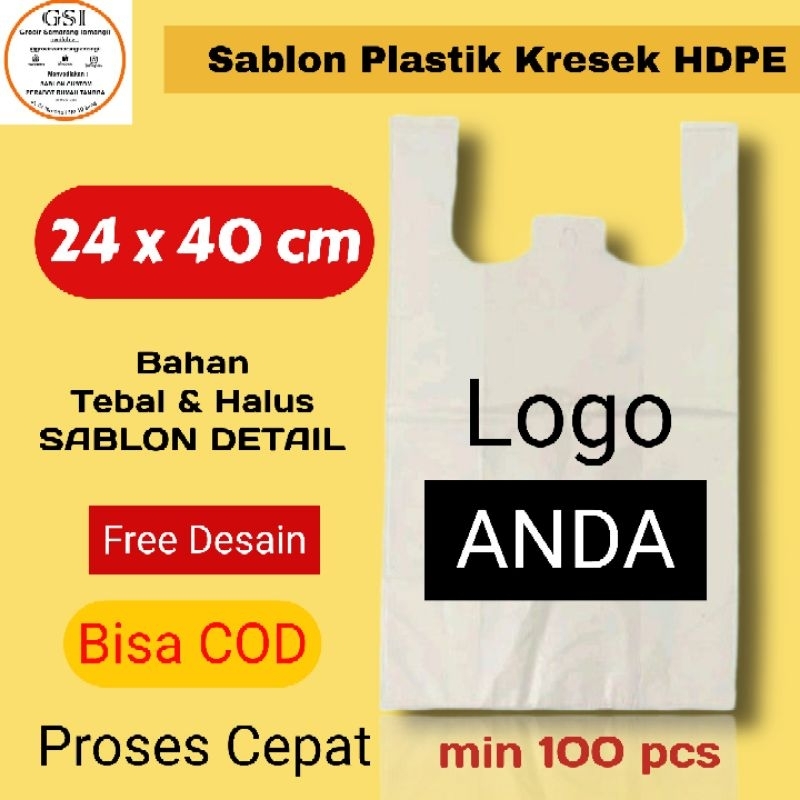 Sablon Plastik 24x40 HDPE / Kemasan Custom Distro / Plastik Kresek