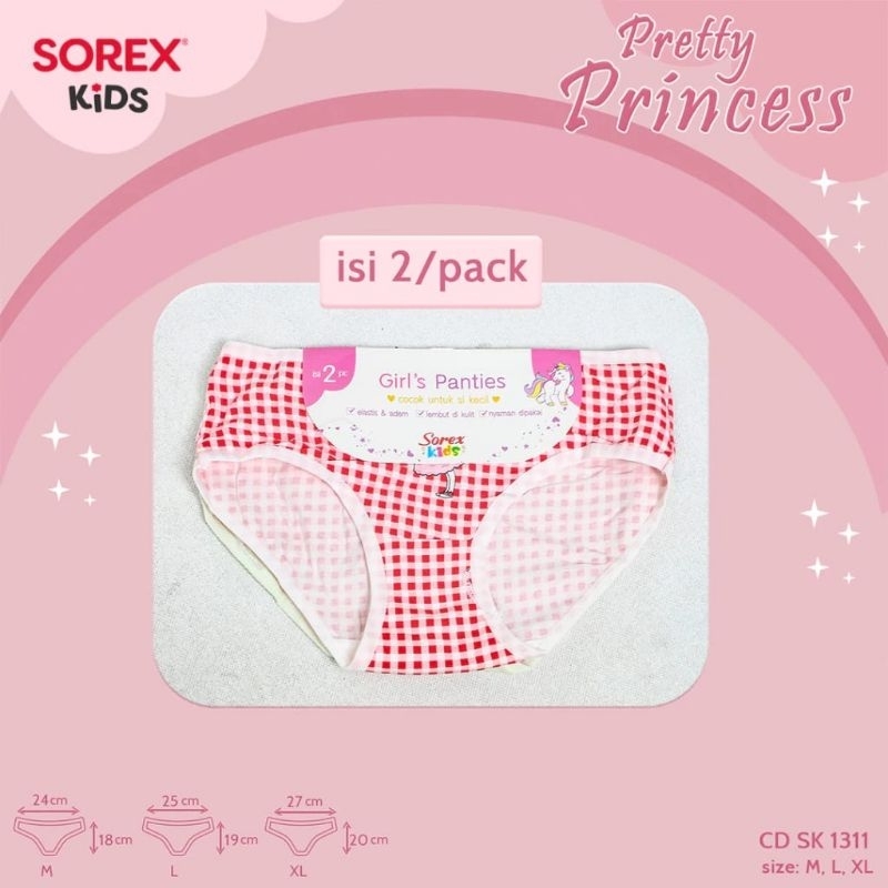 S002 Sorex Kids Girls Panties isi 2 pcs Celana Dalam Segitiga Anak Perempuan