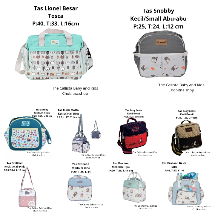 New Tas Baby / Tas Perlengkapan Bayi Kecil, Medium, dan Besar dari Omiland, Baby Scots, Moru Motto, 