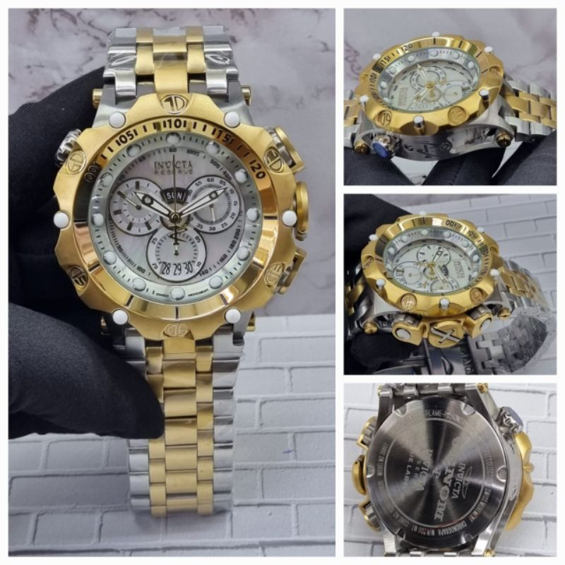 Jam tangan pria Invicta Venom 2 face silver combi gold Limited Edition