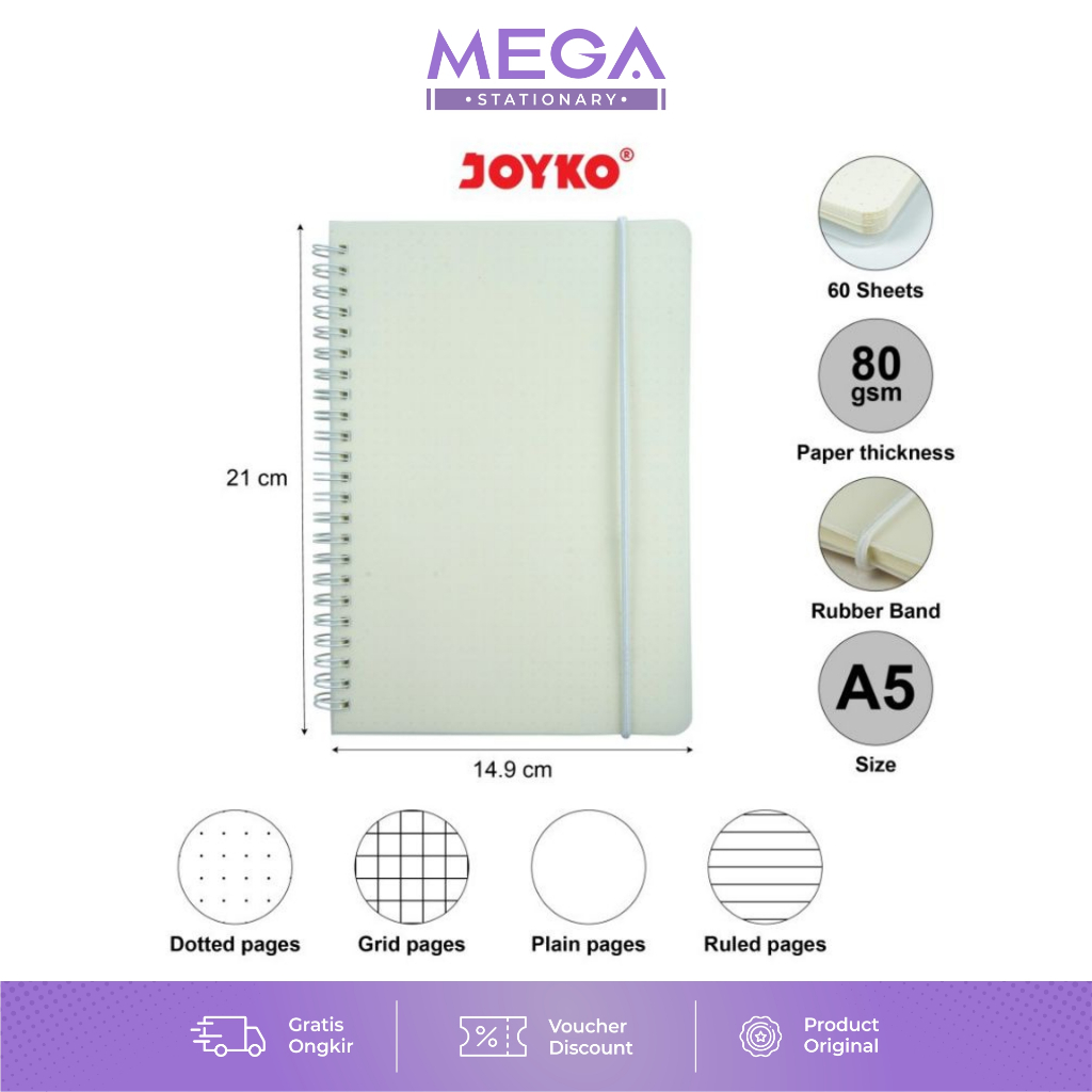 

Notebook Spiral JOYKO NB-700 DOTTED/GRID/POLOS/GARIS A5