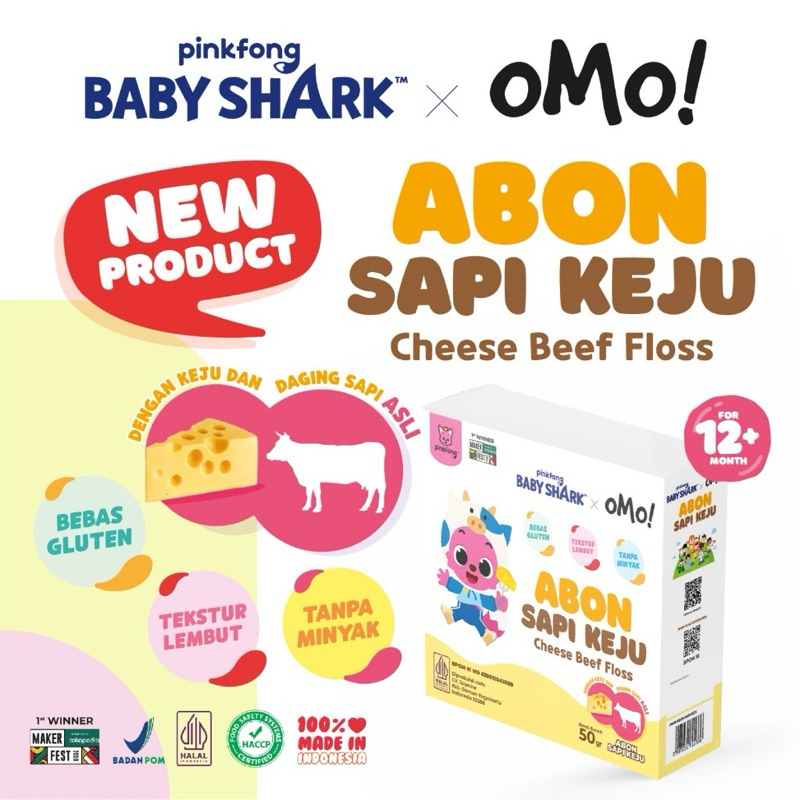 

omo baby shark abon sapi keju | abon ayam keju | abon bayi | abon non msg | abon mpasi