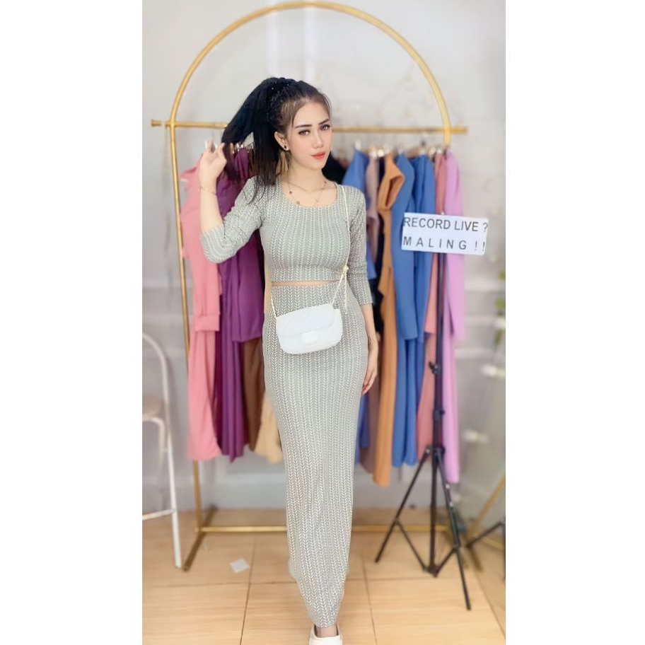 MYPRINCESS - Mayora Vol 1 One Set Wanita Rok Korean Style Knit Premium Katun - One Set Crop Top Dan 