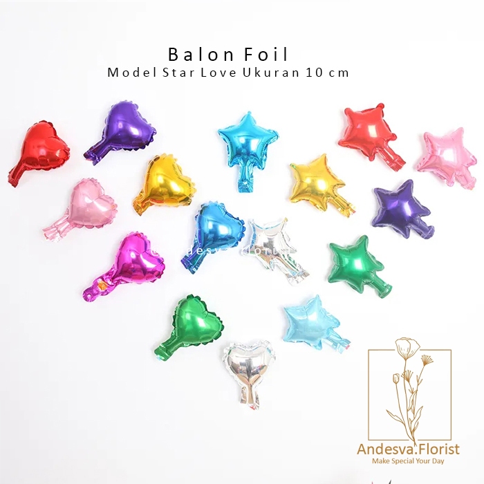 Balon star love mini / Balon HATI BINTANG Mini / Balon Foil hadiah pesta / Dekorasi Balon Foil Bentu