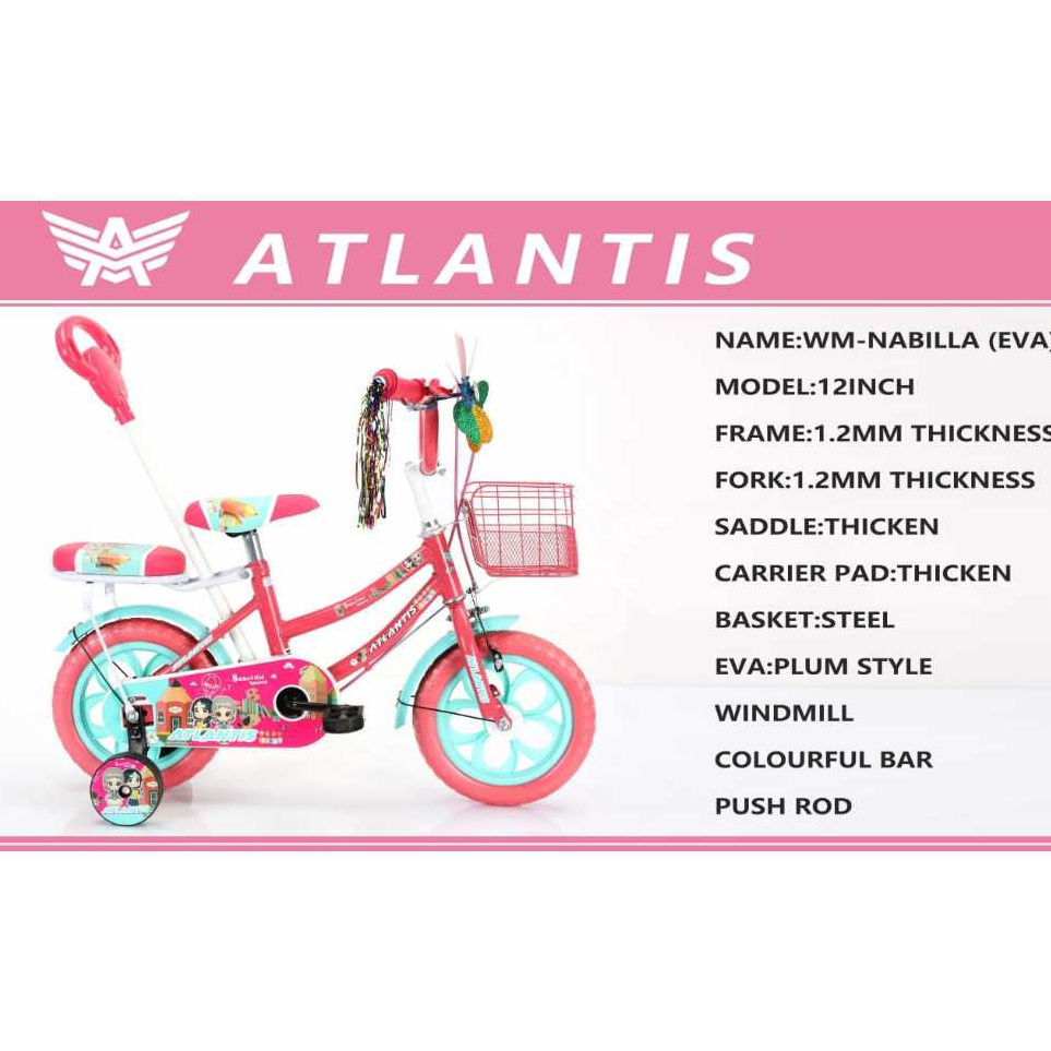 ART M1Y Sepeda Anak Perempuan 12 inch Atlantis Nabila Murah Sepeda Anak Kecil Umur 2  4 Tahun Ban Eva