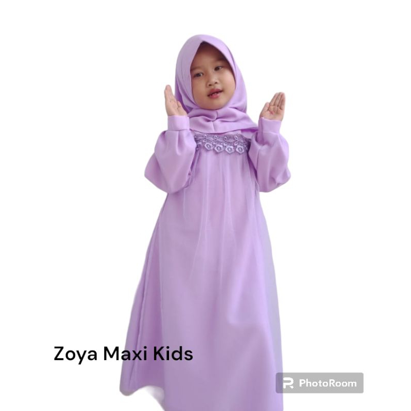 Zoya Maxi kids/Gamis anak free bergo/baju muslim anak terbaru 3 - 12 th