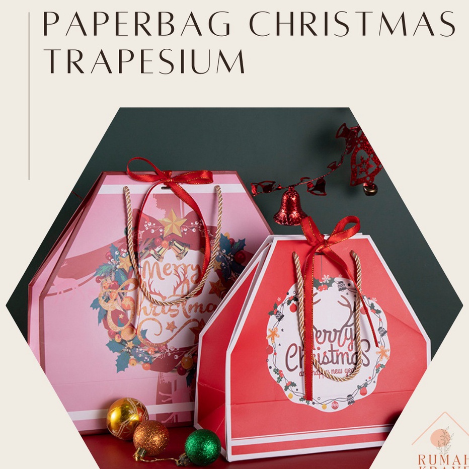 

From Our Travels to Yours Souvenirs with Soul RUMAH KRAVE Paperbag Christmas Trapesium Kue Cookies Natal Tas Kado