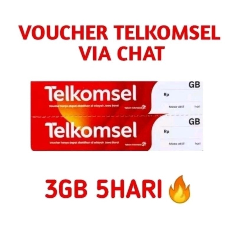 Voucher Telkomsel 3GB 5 Hari Unlimited Murah (Kode Kirim Via Chat)