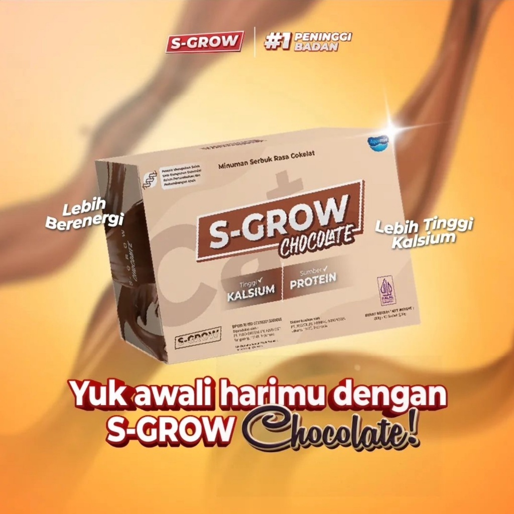 

S-GROW Peninggi Badan Terbaik Untuk Remaja dan Dewasa Rasa Coklat/Chocolate Original