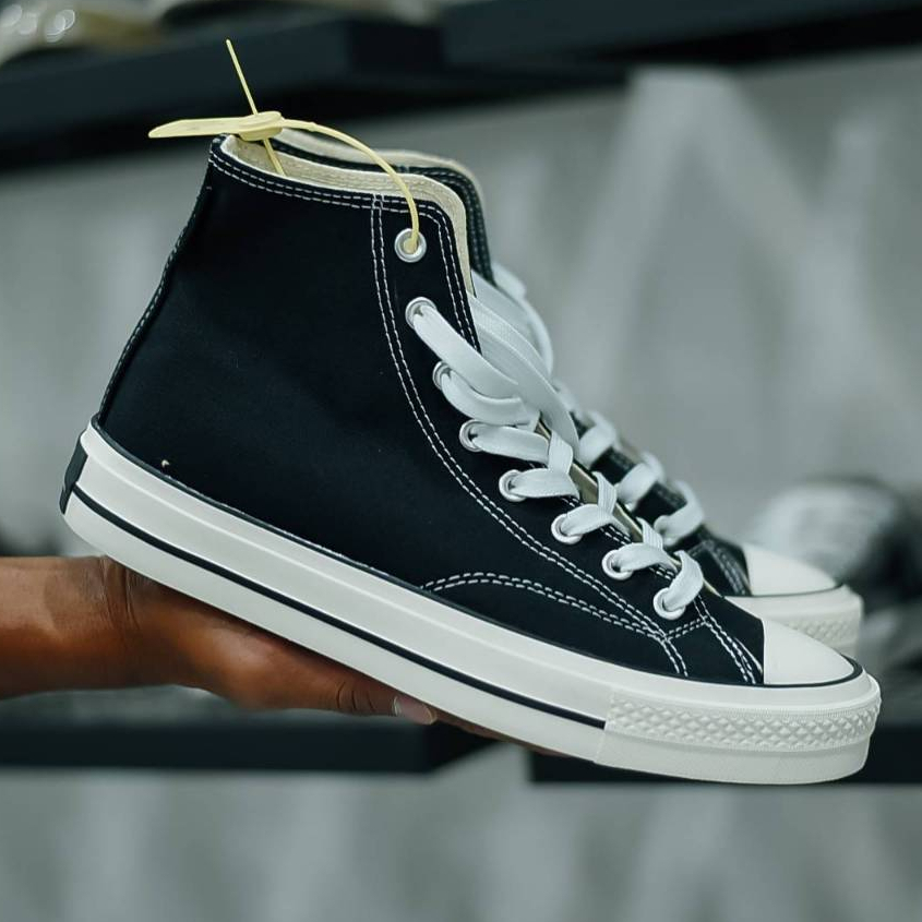 SEPATU NOBRANDS FOOTWARE TPS BLACK WHITE HIGH BASIC ORIGINAL/SEPATU SEKOLAH PRIA DAN WANITA HITAM PU