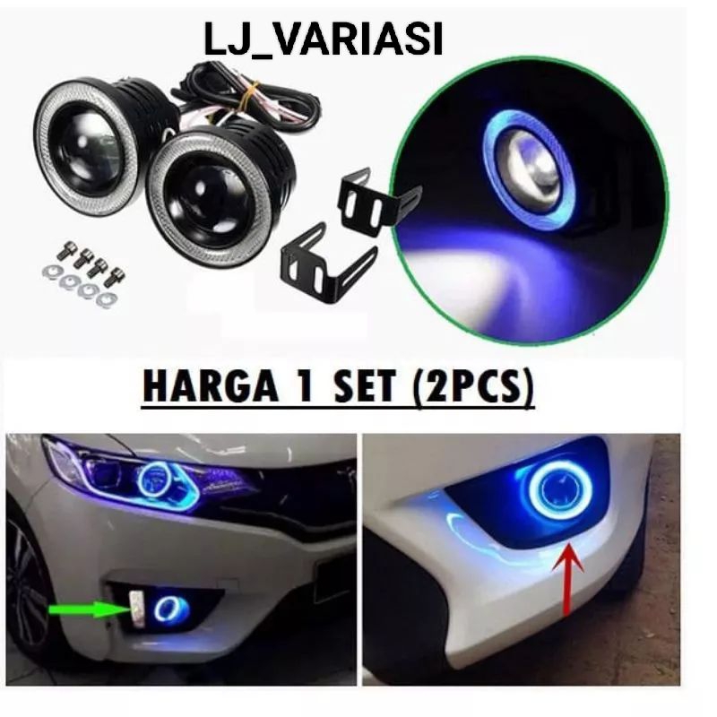 Lampu LED FogLamp Mobil Angel Eyes 89mm Fog Lamp Mobil 12V Avanza Xenia Luxio jazz Livina