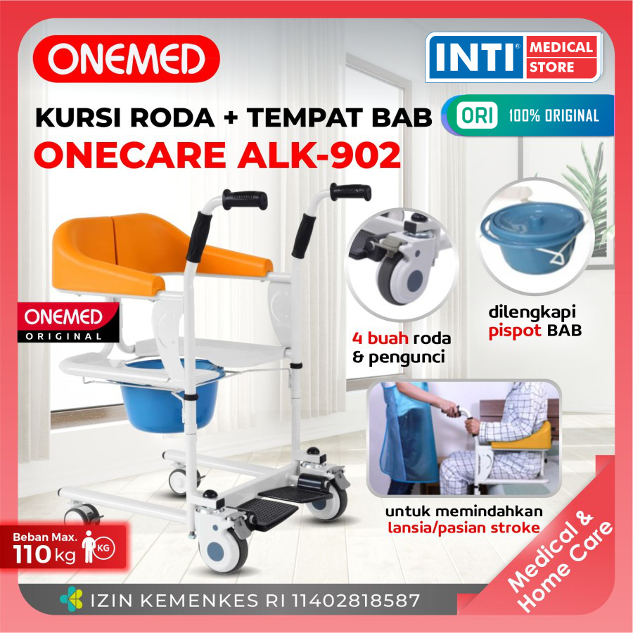 ONEMED | Kursi Roda Transfer + Tempat BAB ONECARE ALK 902 | Commode