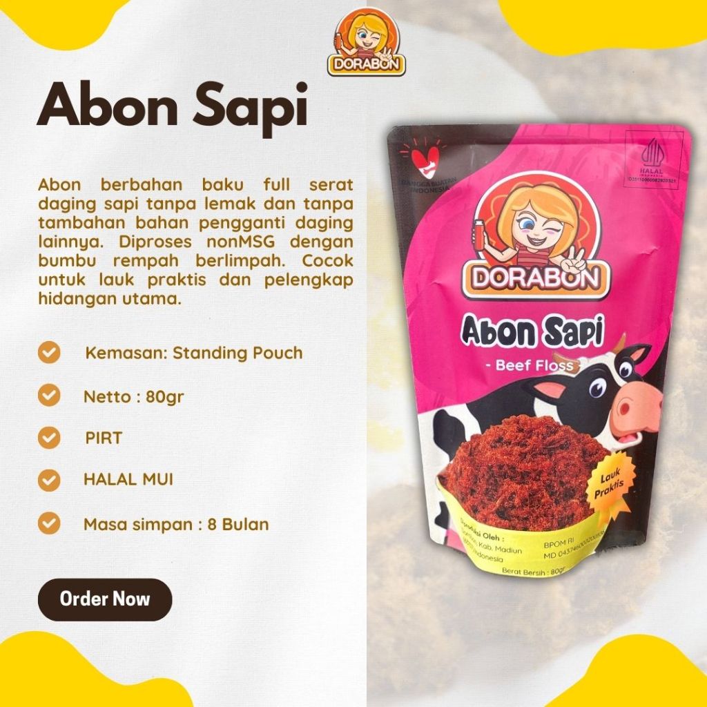 

ABON SAPI PREMIUM DORABON 80 GRAM KEMASAN POUCH