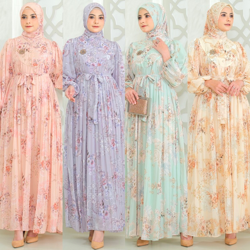 ANGGUN SET HIJAB | GAMIS SET HIJAB KEKINIAN | GAMIS TERBARU | GAMIS CERUTI