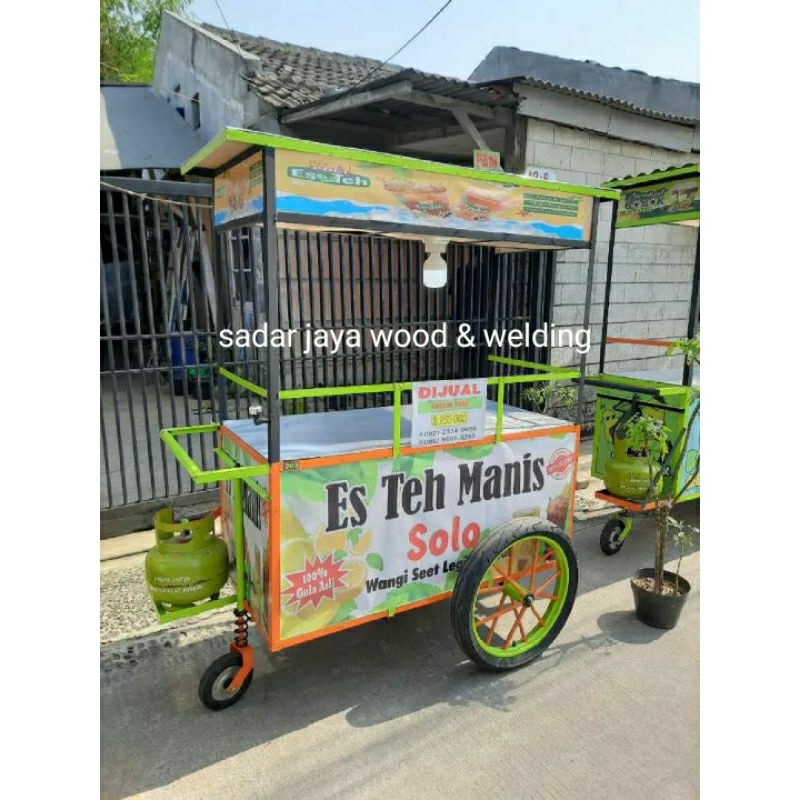 gerobak dorong minuman full besi