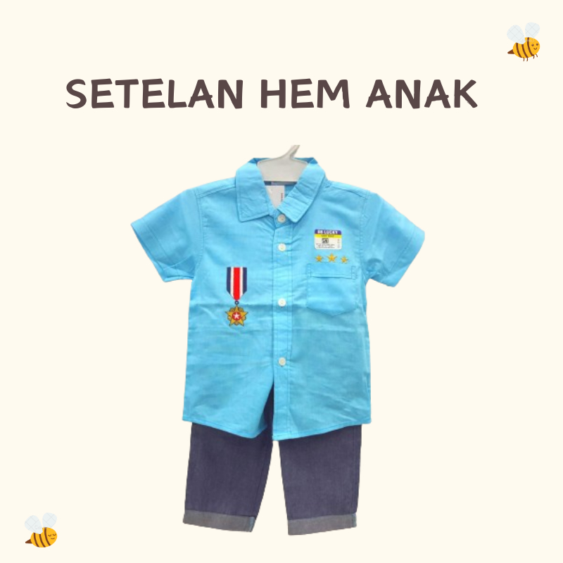 Setelan Kemeja Anak Laki-Laki 1th / Hem Anak Cowok / Baju Anak Lengan Pendek