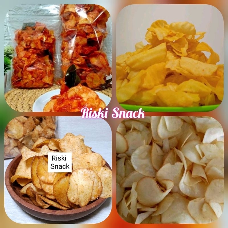 

{Riski Snack - Gaga} Aneka Kripik Singkong (asin, keju, lada, pedes manis) serba 10.000 /Aneka Cemilan Snack Murah