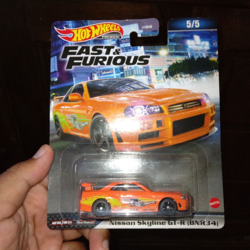 Nissan Skyline GTR BNR34 Orange Fast And Furious Premium Hw Hot Wheels Hotwheels Rubber Tires Bday G