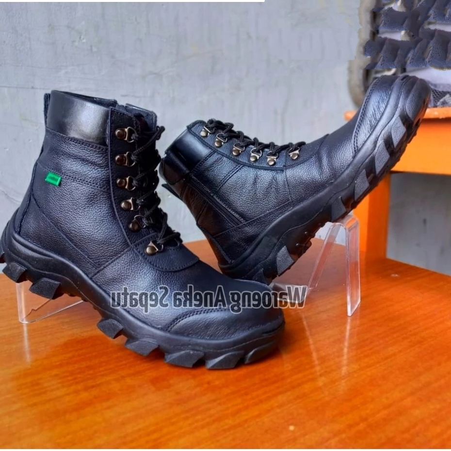 SEPATU PDL PDH Hitam Boots Safety Pria Boot POLRI TNI Satpam Satpol PP Touring Tracking Pria