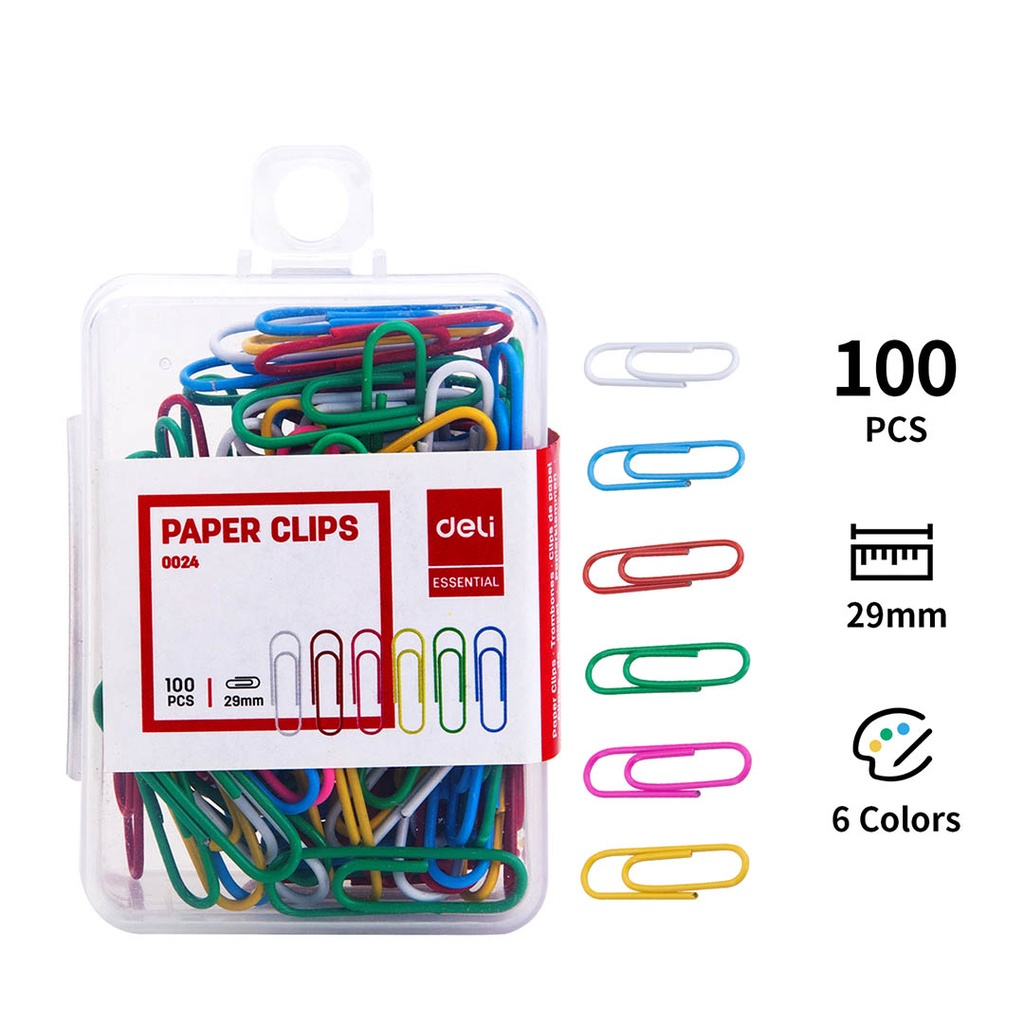 

Klip Kertas Kecil DELI Color Paperclip Warna Silver no.3 + Box