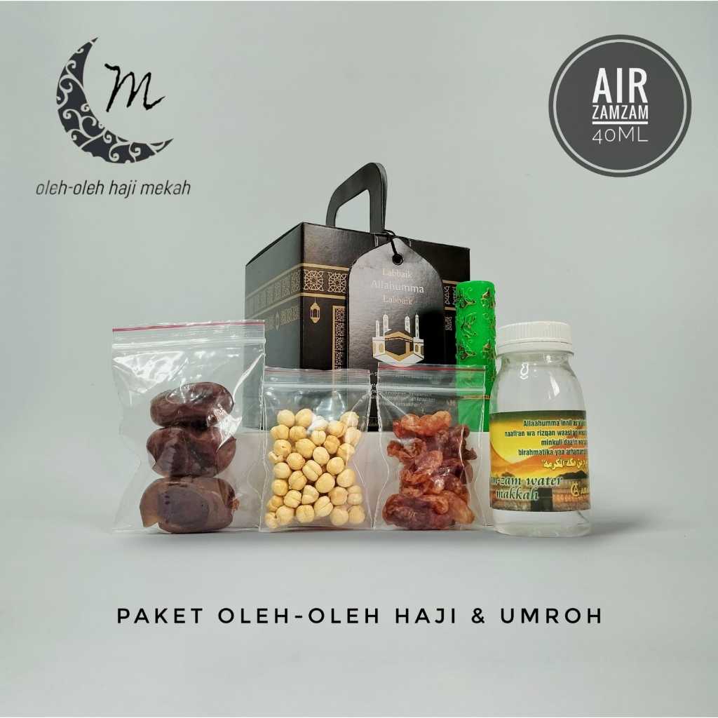 

Paket Oleh Oleh Haji Umroh dus Ka'bah + Air Zamzam ori + Kurma kismis + Lipstik Arab