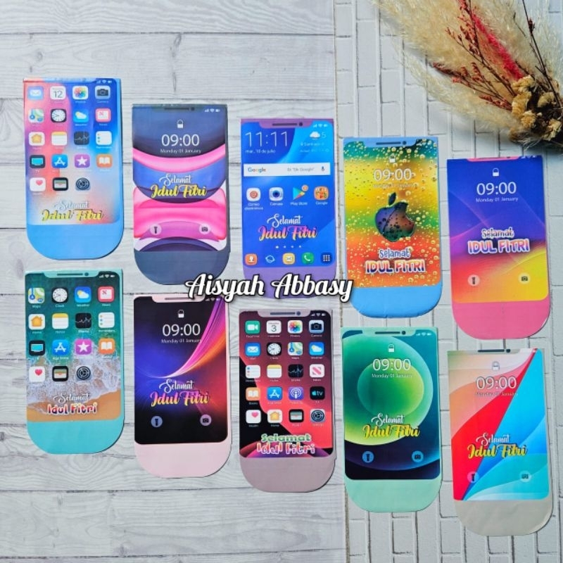 

Amplop ampau lebaran Casing HP New (glossy) isi 80 lembar mix 8 gambar
