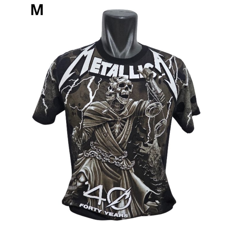 NEW Kaos Import Thailand Bangkok Size M Metalica Full Print HD Glow In The Dark