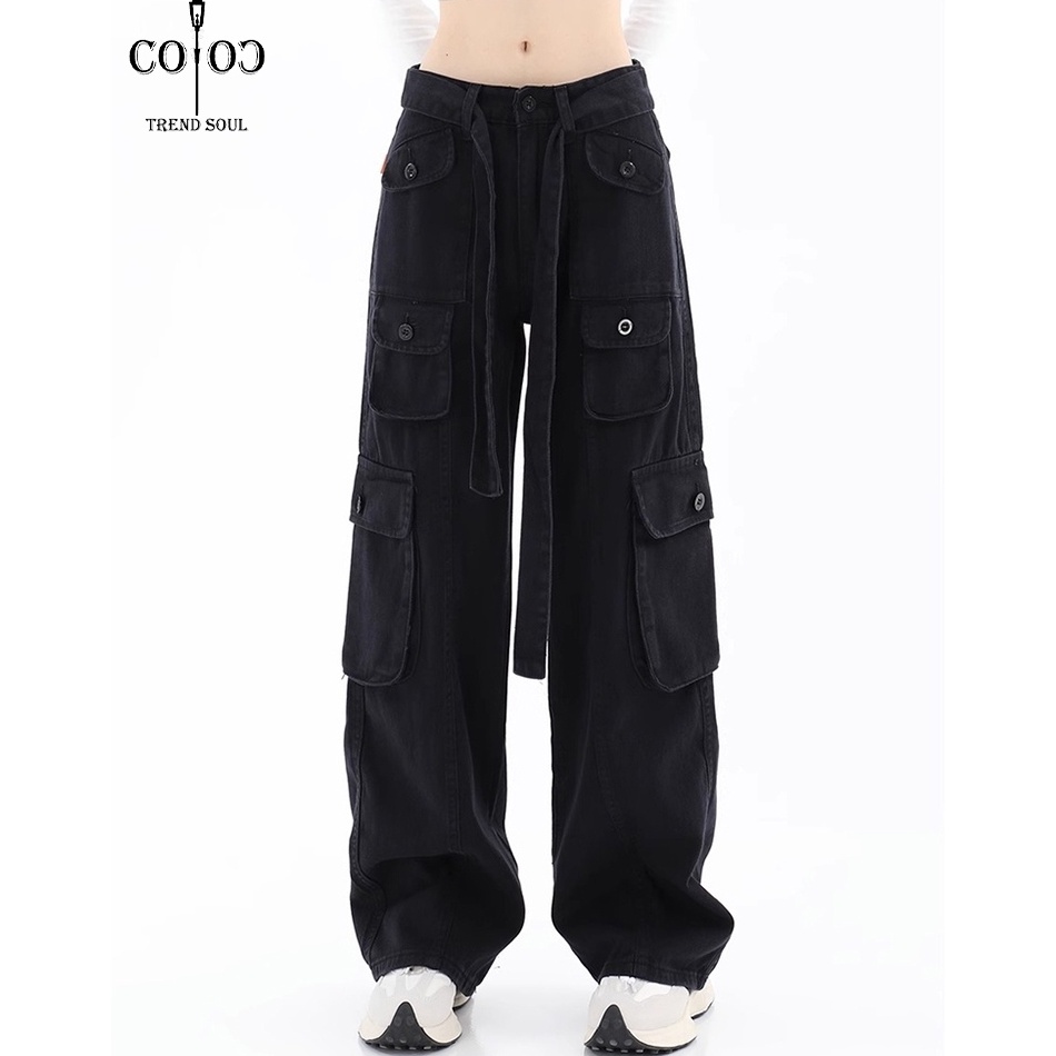 Fresh Product Coco Trend Soul Jeans  New Hitam Highwaist Cargo Jeans