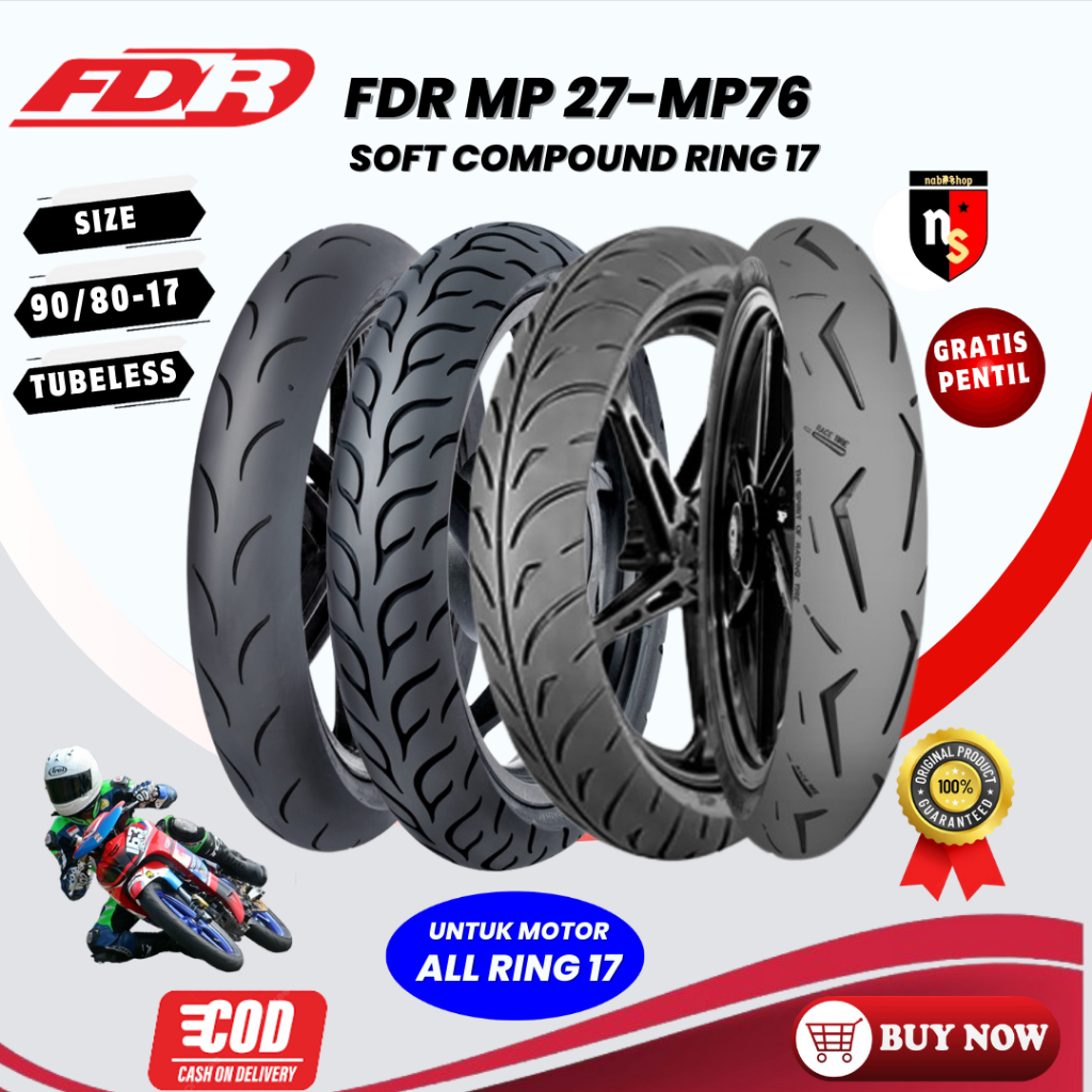 BAN FDR SPORT MP27 90/80 RING 17 RACING TIRE SOFT COMPOUND TUBELESS TERBARU