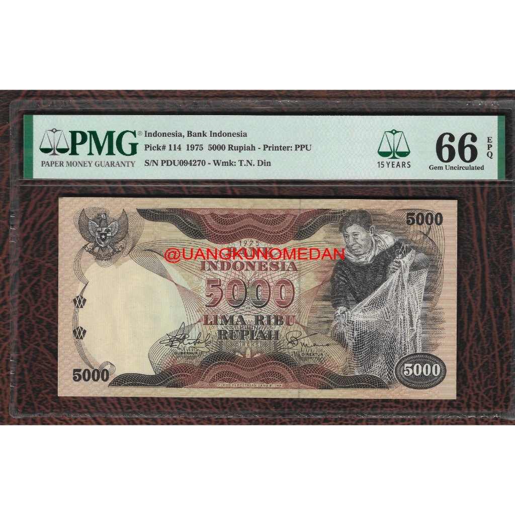 Uang Kuno 5000 Rupiah Penjala Ikan 1975 PMG