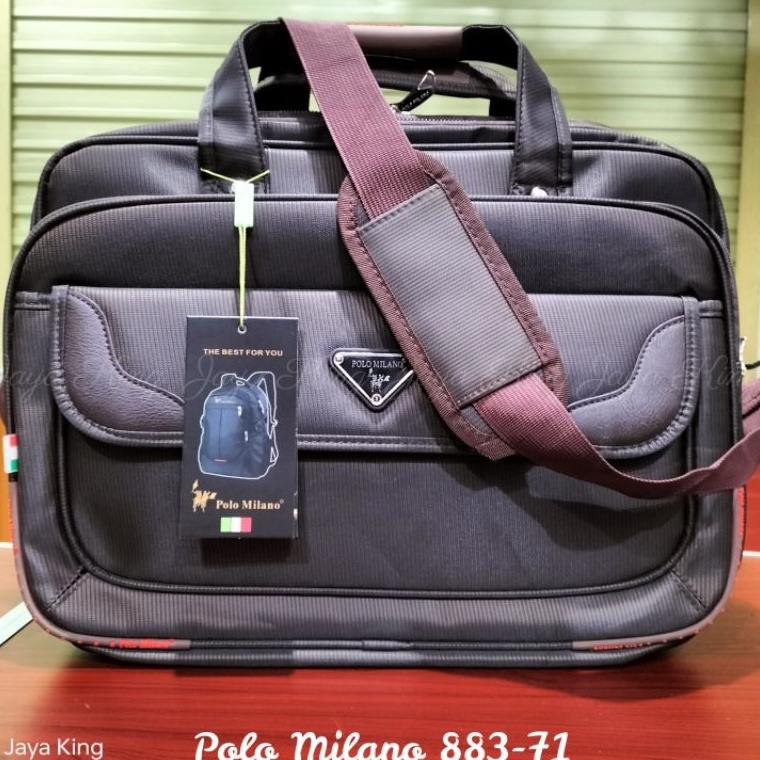 NEW Tas Kantor Laptop Polo Milano Briefcase Kain Anti Air Selempang Kerja Jinjing Pria