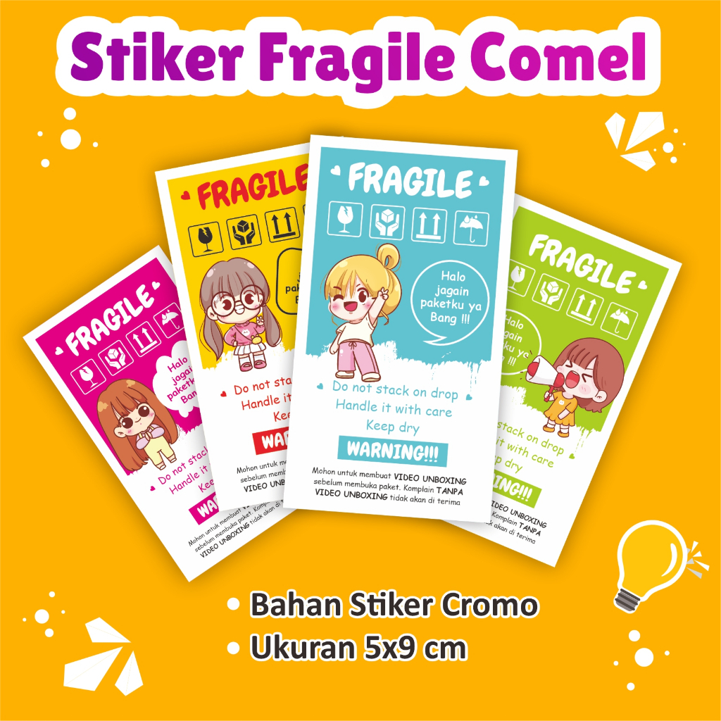 Stiker Fragile Unik Lucu Imut