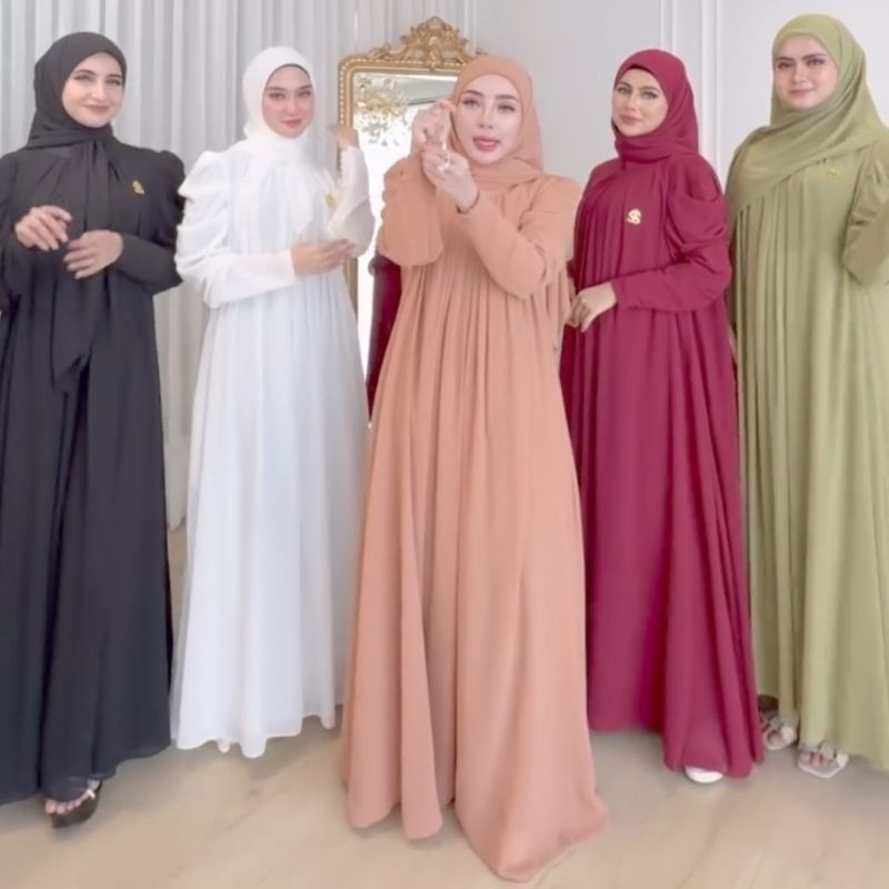 Dress Simple Set Hijab Segi Empat ORI By Shellasaukia