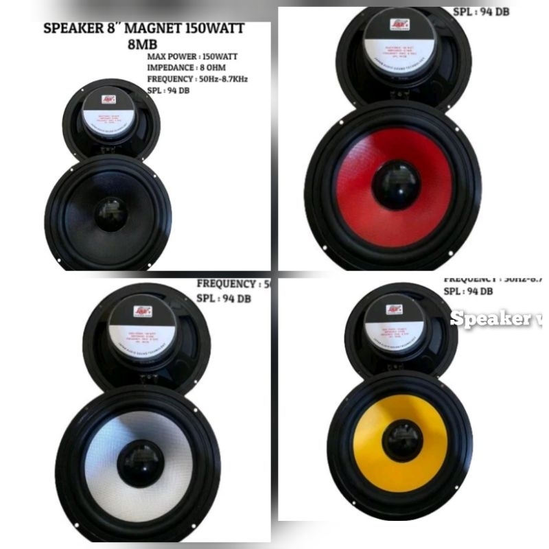 speaker 8inci speaker 8ohm speaker 8inci woffer  150watt merk jal kwalitas bagus sparepart tersedia