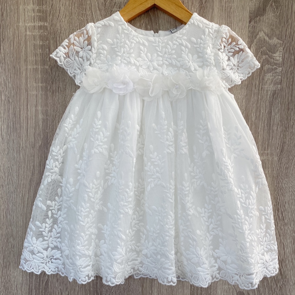 [BABY BLOOM] Dress Bayi Perempuan / Gaun Bayi Baby Newborn/Baju Pesta Bayi Warna Putih / Baju Anak B