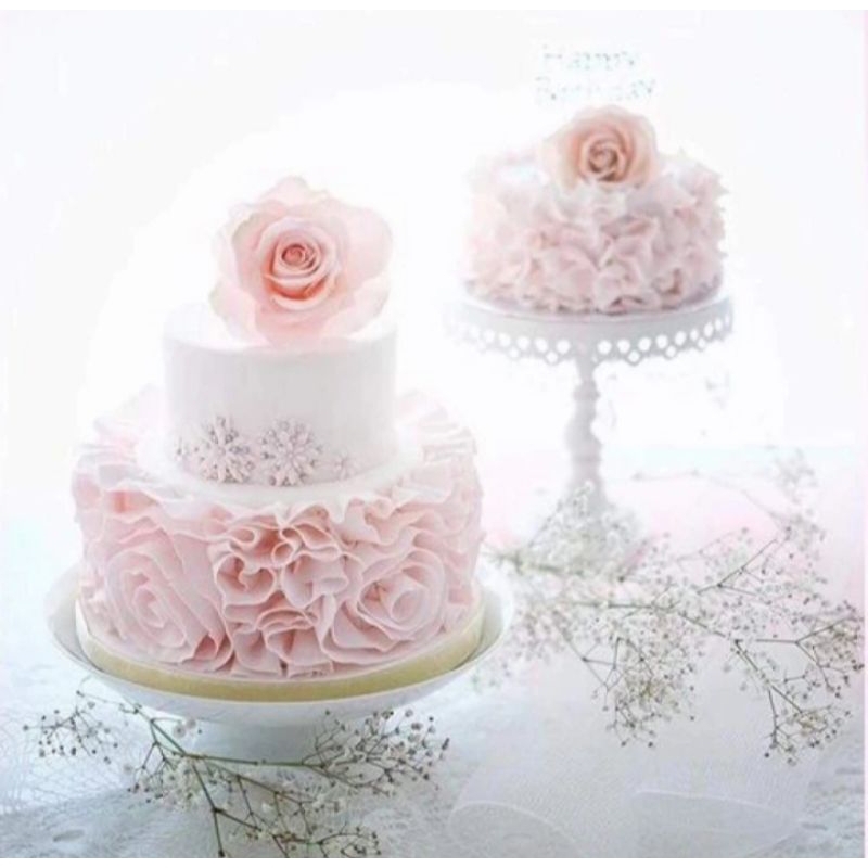 

2 tiered rose ruffle cake